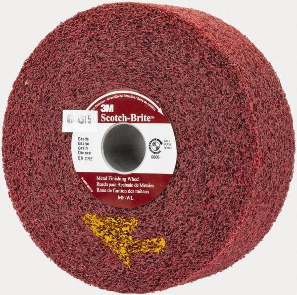 3M - 6" Diam, 2" Face Width, 1" Center Hole, Coarse Grade, Aluminum Oxide Deburring Wheel - Convolute, Medium Density 5 Grade, 6,000 RPM - Exact Tooling