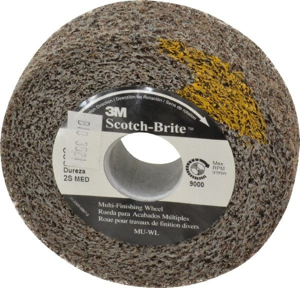 3M - 4" Diam, 1" Face Width, 1" Center Hole, Medium Grade, Silicon Carbide Deburring Wheel - Convolute, Soft Density 2 Grade, 9,000 RPM - Exact Tooling