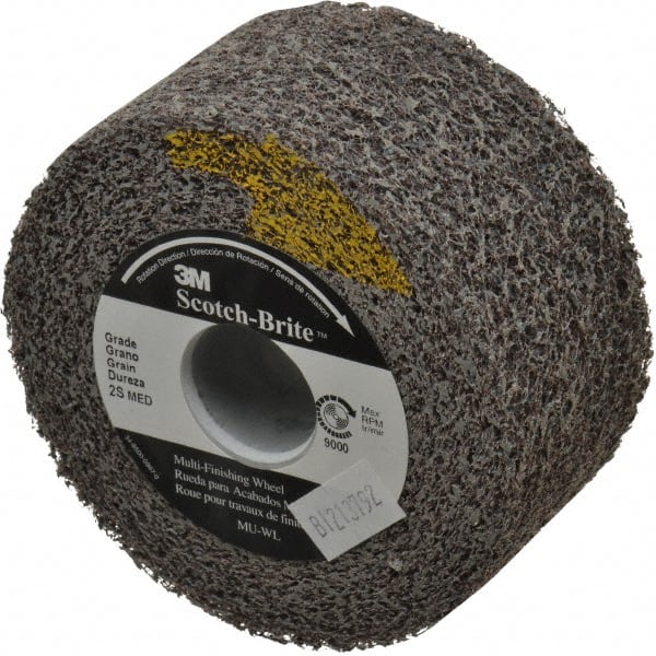 3M - 4" Diam, 2" Face Width, 1" Center Hole, Medium Grade, Silicon Carbide Deburring Wheel - Convolute, Soft Density 2 Grade, 9,000 RPM - Exact Tooling