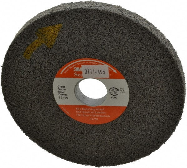 3M - 6" Diam, 1/2" Face Width, 1" Center Hole, Fine Grade, Silicon Carbide Deburring Wheel - Convolute, Hard Density 8 Grade, 6,000 RPM - Exact Tooling