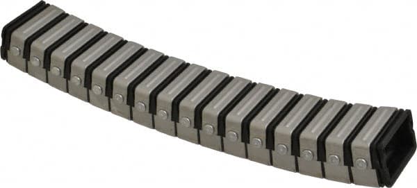 KabelSchlepp - 1 Ft. Long, Stainless Steel, Enclosed Cable and Hose Carrier - 1.77 Inch Inside Width x 0.98 Inch Inside Height, 2.44 Inch  Outside Width x 1-1/2 Inch Outside Height, 2.56 Inch Bend Radius - Exact Tooling