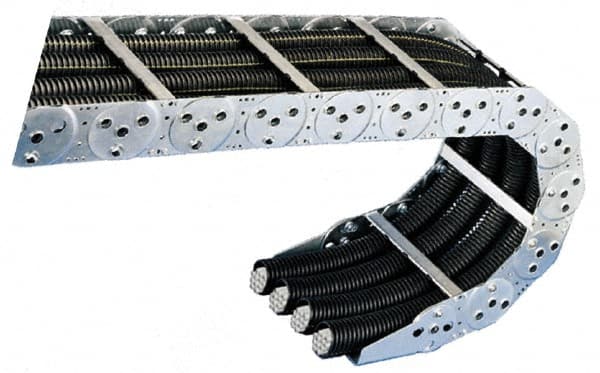 KabelSchlepp - 1 Ft. Long, Steel, Fixed Open Cable and Hose Carrier - 3.34 Inch Inside Width x 1.22 Inch Inside Height, 4.13 Inch Outside Width x 1.97 Inch Outside Height, 4.53 Inch Bend Radius - Exact Tooling