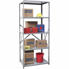 Hallowell - 5 Shelf Starter Unit Box Edge Open Steel Shelving - 800 Lb Capacity, 36" Wide x 87" High x 24" Deep, Gray - Exact Tooling