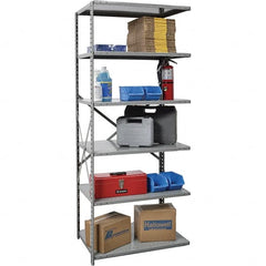 Hallowell - 6 Shelf Add-On Box Edge Open Steel Shelving - 800 Lb Capacity, 36" Wide x 87" High x 24" Deep, Gray - Exact Tooling
