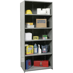 Hallowell - 6 Shelf, 800 Lb. Capacity, Closed Shelving Starter Unit - 36 Inch Wide x 24 Inch Deep x 87 Inch High, Gray - Exact Tooling