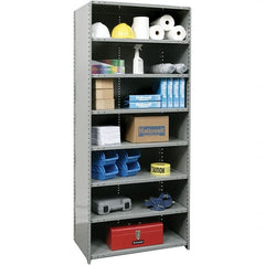 Hallowell - 8 Shelf, 800 Lb. Capacity, Closed Shelving Starter Unit - 36 Inch Wide x 24 Inch Deep x 87 Inch High, Gray - Exact Tooling