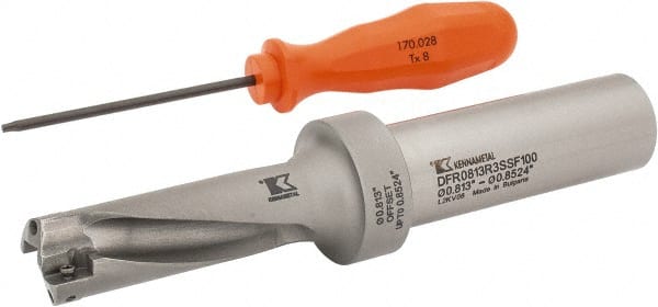 Kennametal - 61.95mm Max Drill Depth, 3xD, 0.813" Diam, Indexable Insert Drill - 2 Inserts, 1" Shank Diam, Flange Shank - Exact Tooling