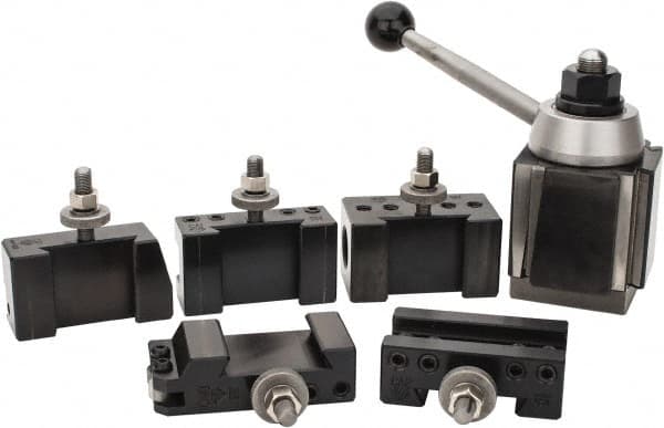 Aloris - Series CA Tool Post Holder & Set for 14 to 22" Lathe Swing - 6 Piece, Includes Style 1 Holder, Style 10 Holder, Style 104 Holder, Style 2 Holder, Style 7 Holder, Tool Post - Exact Tooling