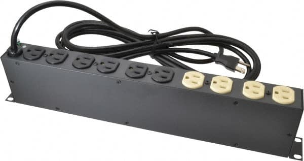 Tripp-Lite - 12 Outlets, 120 Volts, 15 Amps, 15' Cord, Power Outlet Strip - Rack Mount, 5-15P NEMA Configuration, 17-1/2" Strip, ANSI C62.41, IEEE 587, IEEE 587 Category A Specifications, IEEE 587 Category B Specifications, UL1449 3rd Edition - Exact Tooling