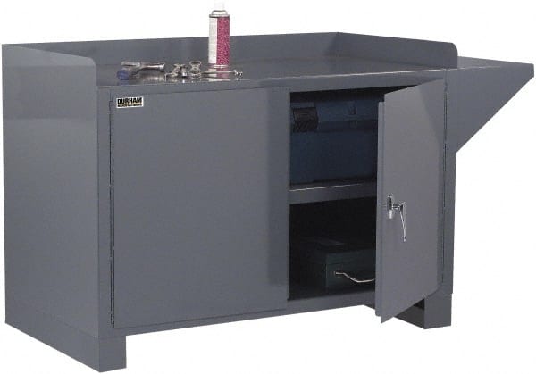 Durham - No Drawers, 1 Shelf Industrial Workstation - 2,000 Lb Capacity, Gray, 60" Wide x 38" High - Exact Tooling