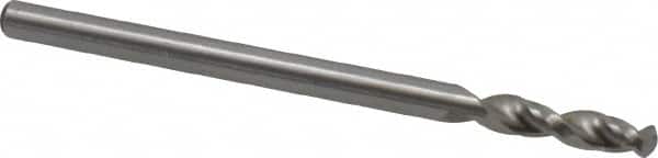 Accupro - #37 130° Parabolic Flute Cobalt Screw Machine Drill Bit - Bright Finish, Right Hand Cut, 0.551" Flute Length, 1.693" OAL, Split Point, Straight Shank - Exact Tooling