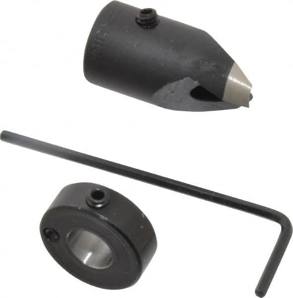 Vernon - 1/2" Cutter Diam, Letter I Drill Compatibility, 1/4" Collar Thickness, Adjustable Depth Drill Countersink - Exact Tooling