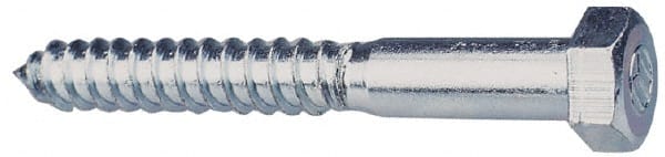 Value Collection - 5/16" Screw, 1-1/2" Length Under Head, Steel, Hex Head Lag Screw - Zinc Plated, Grade 2 - Exact Tooling