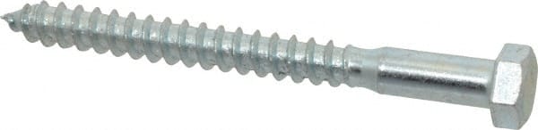 Value Collection - 3/8" Screw, 4" Length Under Head, Steel, Hex Head Lag Screw - Zinc Plated, Grade 2 - Exact Tooling