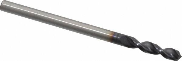 Accupro - #37 130° Parabolic Flute Cobalt Screw Machine Drill Bit - TiAlN Finish, Right Hand Cut, 0.551" Flute Length, 1.693" OAL, Split Point, Straight Shank - Exact Tooling