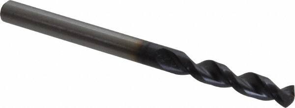 Accupro - #18 130° Parabolic Flute Cobalt Screw Machine Drill Bit - TiAlN Finish, Right Hand Cut, 0.945" Flute Length, 2.283" OAL, Split Point, Straight Shank - Exact Tooling