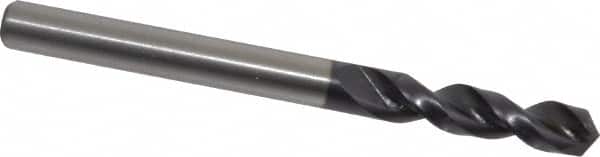 Accupro - 7/32" 130° Parabolic Flute Cobalt Screw Machine Drill Bit - TiAlN Finish, Right Hand Cut, 1.102" Flute Length, 2.598" OAL, Split Point, Straight Shank - Exact Tooling