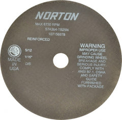 Norton - 7" 36 Grit Aluminum Oxide Cutoff Wheel - 1/16" Thick, 7/8" Arbor, 8,730 Max RPM, Use with Stationary Grinders - Exact Tooling