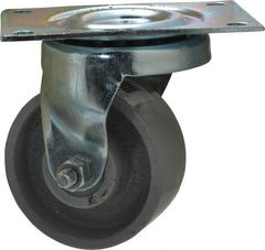 Fairbanks - 3" Diam x 1-1/4" Wide x 4" OAH Top Plate Mount Swivel Caster - Semi-Steel, 350 Lb Capacity, Roller Bearing, 3-1/8 x 4-1/8" Plate - Exact Tooling