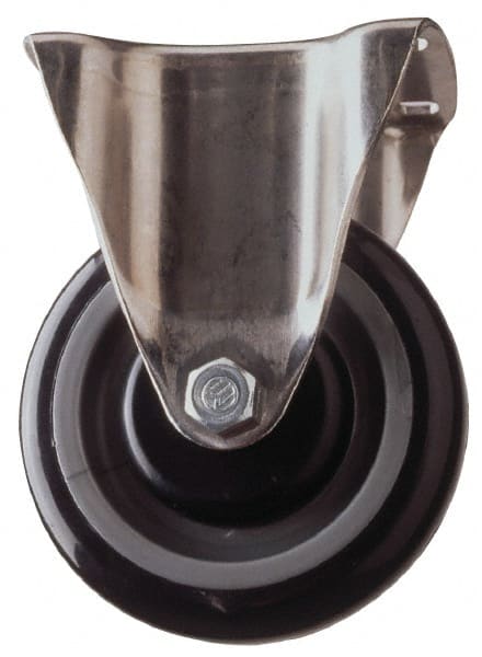 Fairbanks - 4" Diam x 1-1/2" Wide x 5-1/4" OAH Top Plate Mount Rigid Caster - Semi-Steel, 600 Lb Capacity, Roller Bearing, 3-1/4 x 6-1/4" Plate - Exact Tooling