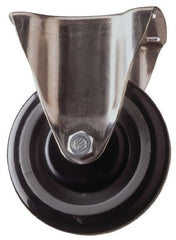 Fairbanks - 4" Diam x 1-1/2" Wide x 5-1/4" OAH Top Plate Mount Rigid Caster - Semi-Steel, 600 Lb Capacity, Roller Bearing, 3-1/4 x 6-1/4" Plate - Exact Tooling