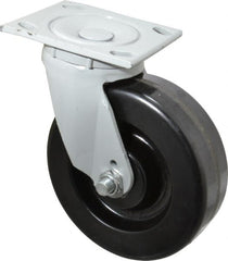 Fairbanks - 6" Diam x 2" Wide x 7-1/4" OAH Top Plate Mount Swivel Caster - Phenolic, 1,200 Lb Capacity, Roller Bearing, 4 x 4-1/2" Plate - Exact Tooling