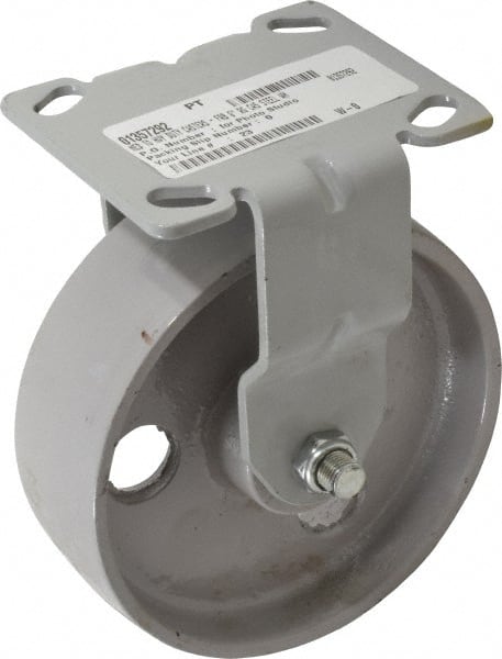 Fairbanks - 6" Diam x 2" Wide x 7-1/4" OAH Top Plate Mount Rigid Caster - Semi-Steel, 1,200 Lb Capacity, Roller Bearing, 4 x 4-1/2" Plate - Exact Tooling