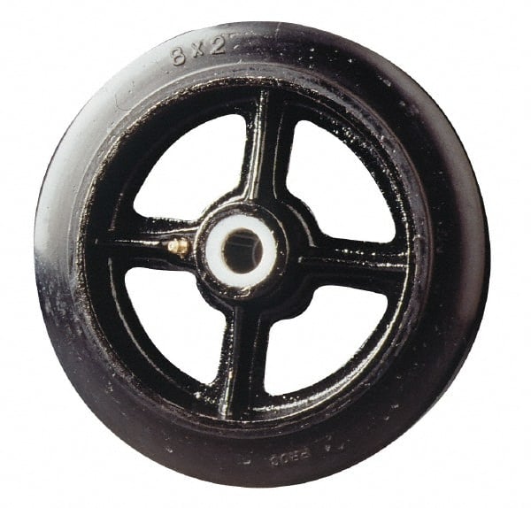 Fairbanks - 5 Inch Diameter x 2 Inch Wide, Rubber Caster Wheel - 700 Lb. Capacity, 2-3/16 Inch Hub Length, 5/8 Inch Axle Diameter, Roller Bearing - Exact Tooling
