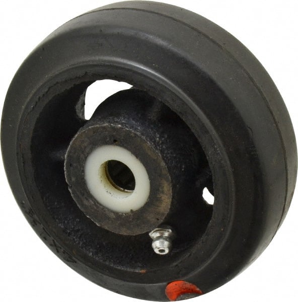 Fairbanks - 4 Inch Diameter x 1-1/2 Inch Wide, Rubber Caster Wheel - 400 Lb. Capacity, 1-11/16 Inch Hub Length, 1/2 Inch Axle Diameter, Roller Bearing - Exact Tooling