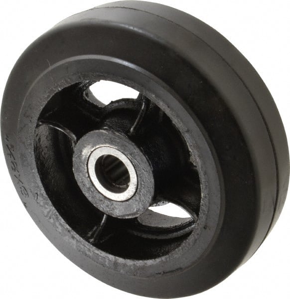Fairbanks - 8 Inch Diameter x 2-1/2 Inch Wide, Rubber Caster Wheel - 1,300 Lb. Capacity, 2-3/4 Inch Hub Length, 7/8 Inch Axle Diameter, Roller Bearing - Exact Tooling