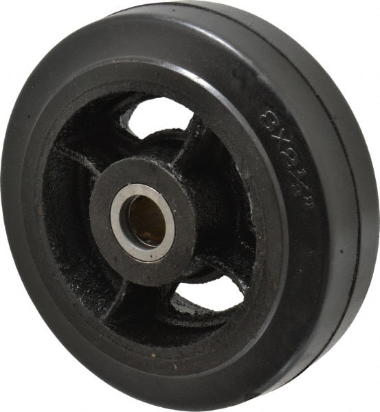 Fairbanks - 8 Inch Diameter x 2-1/2 Inch Wide, Rubber Caster Wheel - 1,300 Lb. Capacity, 2-3/4 Inch Hub Length, 1 Inch Axle Diameter, Roller Bearing - Exact Tooling
