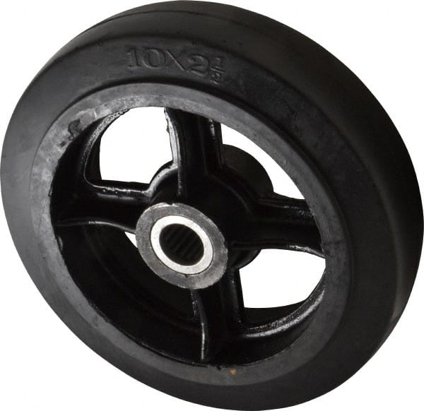 Fairbanks - 10 Inch Diameter x 2-1/2 Inch Wide, Rubber Caster Wheel - 1,500 Lb. Capacity, 2-3/4 Inch Hub Length, 1-1/8 Inch Axle Diameter, Roller Bearing - Exact Tooling
