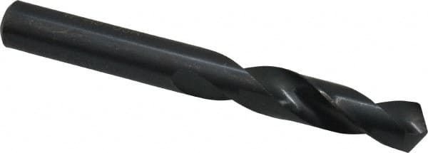 Interstate - 0.386" 118° Spiral Flute High Speed Steel Screw Machine Drill Bit - Oxide Finish, Right Hand Cut, 1-7/8" Flute Length, 3-1/4" OAL, Standard Point, Straight Shank - Exact Tooling