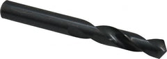 Interstate - 0.386" 118° Spiral Flute High Speed Steel Screw Machine Drill Bit - Oxide Finish, Right Hand Cut, 1-7/8" Flute Length, 3-1/4" OAL, Standard Point, Straight Shank - Exact Tooling