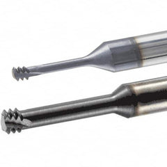Iscar - M2.5x0.45 ISO, 0.077" Cutting Diam, 3 Flute, Solid Carbide Helical Flute Thread Mill - Internal Thread, 0.3" LOC, 2-1/2" OAL, 1/4" Shank Diam - Exact Tooling