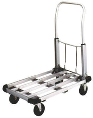 Value Collection - 350 Lb Capacity Aluminum Platform Truck - Aluminum Deck, 16" OAW, Hard Rubber Casters - Exact Tooling