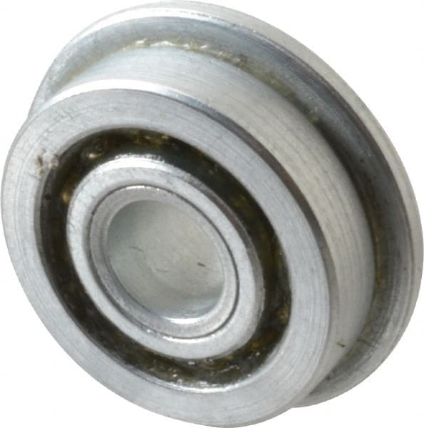 Value Collection - 1/4" Bore Diam, 3/4" OD, Open Unground Full Complement Radial Ball Bearing - With Flange, 1 Row, Round Bore, 287 Lb Dynamic Capacity - Exact Tooling