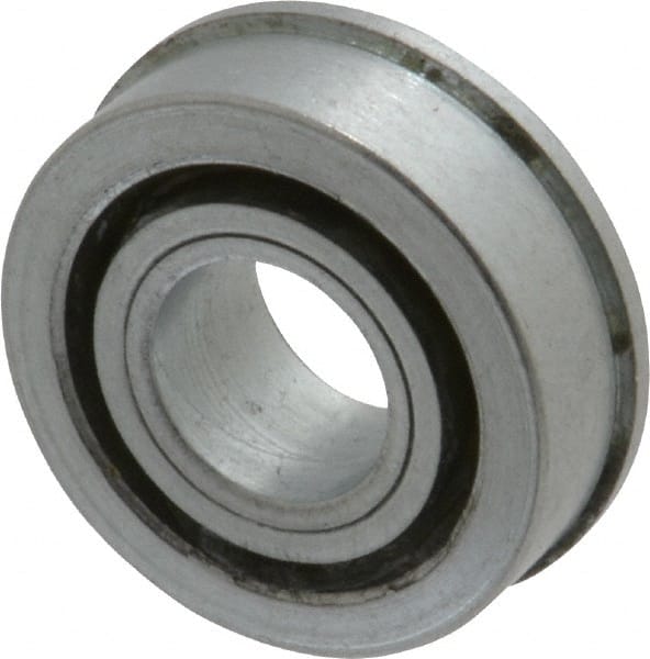 Value Collection - 1/2" Bore Diam, 1-3/16" OD, Open Unground Full Complement Radial Ball Bearing - With Flange, 1 Row, Round Bore, 533 Lb Dynamic Capacity - Exact Tooling