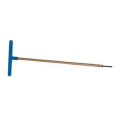 Made in USA - 2.5mm Hex, T-Handle, Hex Key - 12" OAL, Chromalloy Steel, Metric System of Measurement - Exact Tooling