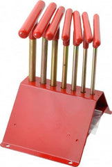 Made in USA - 7 Piece T-Handle Hex Key Set - Hex Range 7/64 to 1/4", 7" OAL, Chromalloy Steel - Exact Tooling
