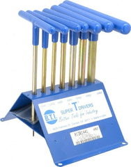 Made in USA - 7 Piece T-Handle Hex Key Set - Hex Range 2 to 8mm, 7" OAL, Chromalloy Steel - Exact Tooling