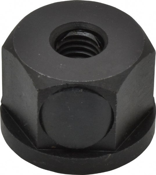 Morton Machine Works - 1/2-13, 1-5/8" Flange Diam, 1-1/8" High, 1-5/8" Across Flats, Button Thread Collar Nut - Grade Carbon Steel Steel, Black Oxide Finish, 1/4" Flange Height, TCMAI - Exact Tooling