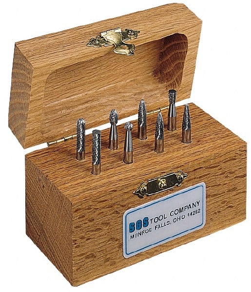 SGS Pro - 8 Piece, 3/16" Shank Burr Set - Tungsten Carbide - Exact Tooling