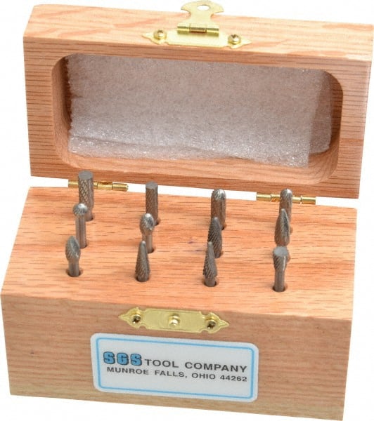 SGS Pro - 12 Piece, 1/8" Shank Burr Set - Tungsten Carbide - Exact Tooling