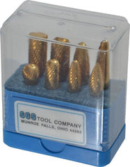SGS Pro - 8 Piece, 1/4" Shank Burr Set - Tungsten Carbide, Multiple Head Shapes, 14° Included Angle - Exact Tooling
