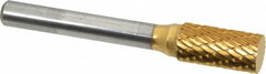 SGS Pro - 3/8" Cut Diam, 1/4" Shank Diam, Cylinder Head Double Cut Burr - Carbide, Flat End, 3/4" LOC, 2-1/2" OAL - Exact Tooling
