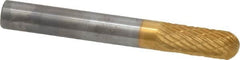 SGS Pro - 1/4" Cut Diam, 1/4" Shank Diam, Cylinder with Radius Head Double Cut Burr - Carbide, Radius End, 5/8" LOC, 2" OAL - Exact Tooling