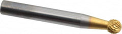 SGS Pro - 1/4" Cut Diam, 1/4" Shank Diam, Ball Head Double Cut Burr - Carbide, Radius End, 7/32" LOC, 2" OAL - Exact Tooling
