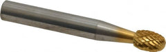 SGS Pro - 1/4" Cut Diam, 1/4" Shank Diam, Oval Head Double Cut Burr - Carbide, Radius End, 3/8" LOC, 2" OAL - Exact Tooling