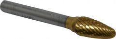 SGS Pro - 3/8" Cut Diam, 1/4" Shank Diam, Tree with Radius Head Double Cut Burr - Carbide, Radius End, 3/4" LOC, 2-1/2" OAL - Exact Tooling